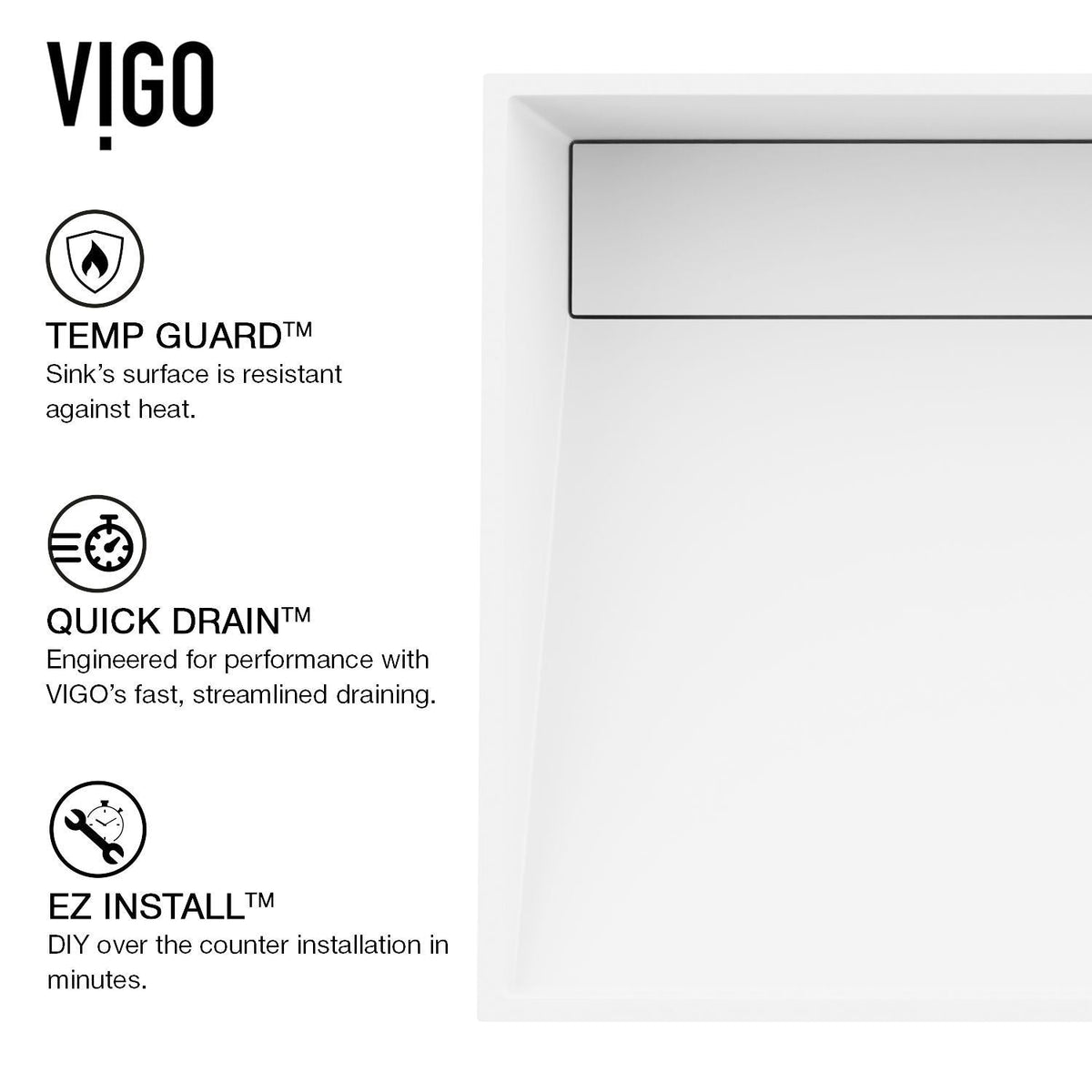 VIGO Starr Modern MatteStone 23x15-in Deep White Bathroom Sink/Basin with Rectangular Vessel