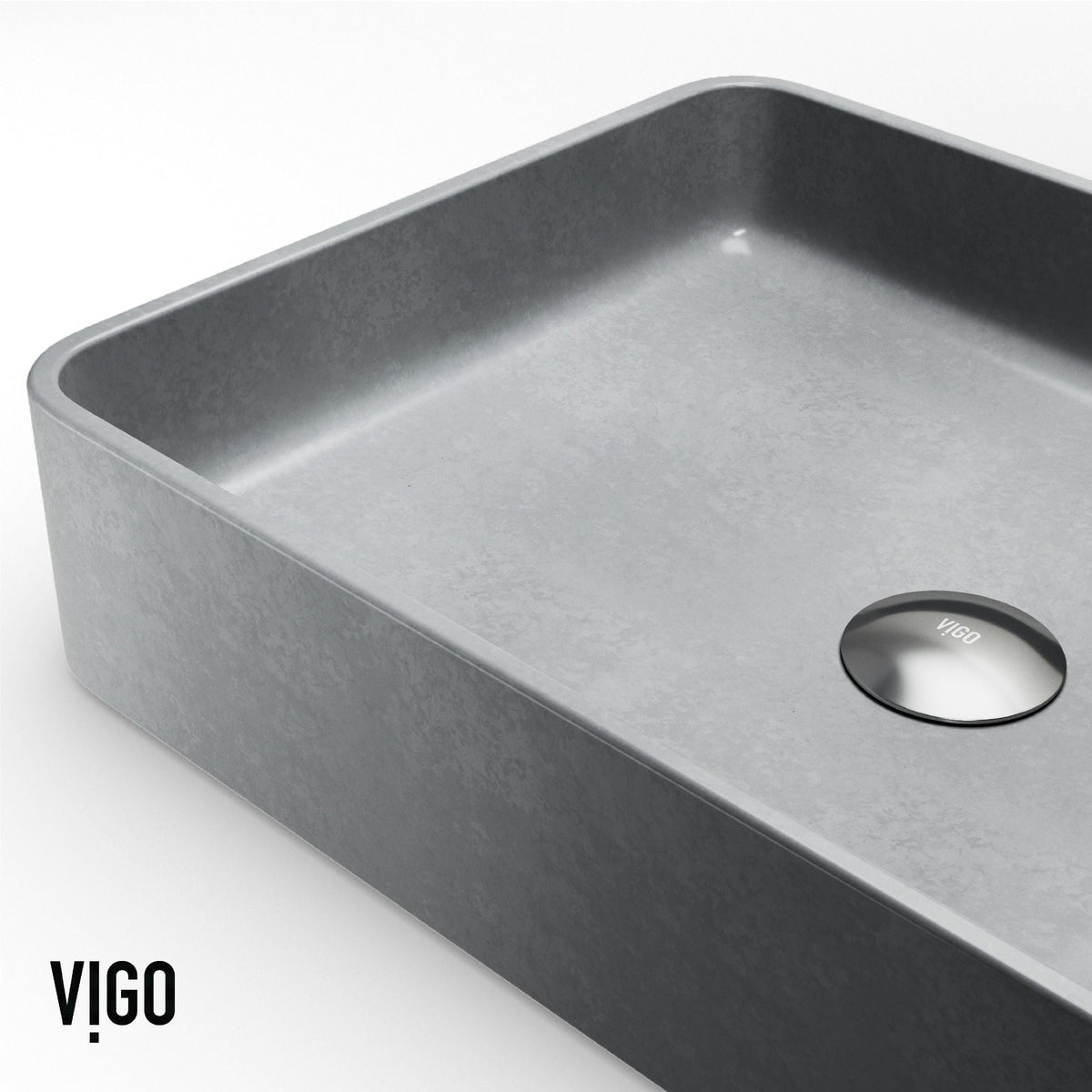 VIGO Tarragona Gothic ConcretoStone 19x14-in Deep Grey Bathroom Sink/Basin with Rectangular Vessel