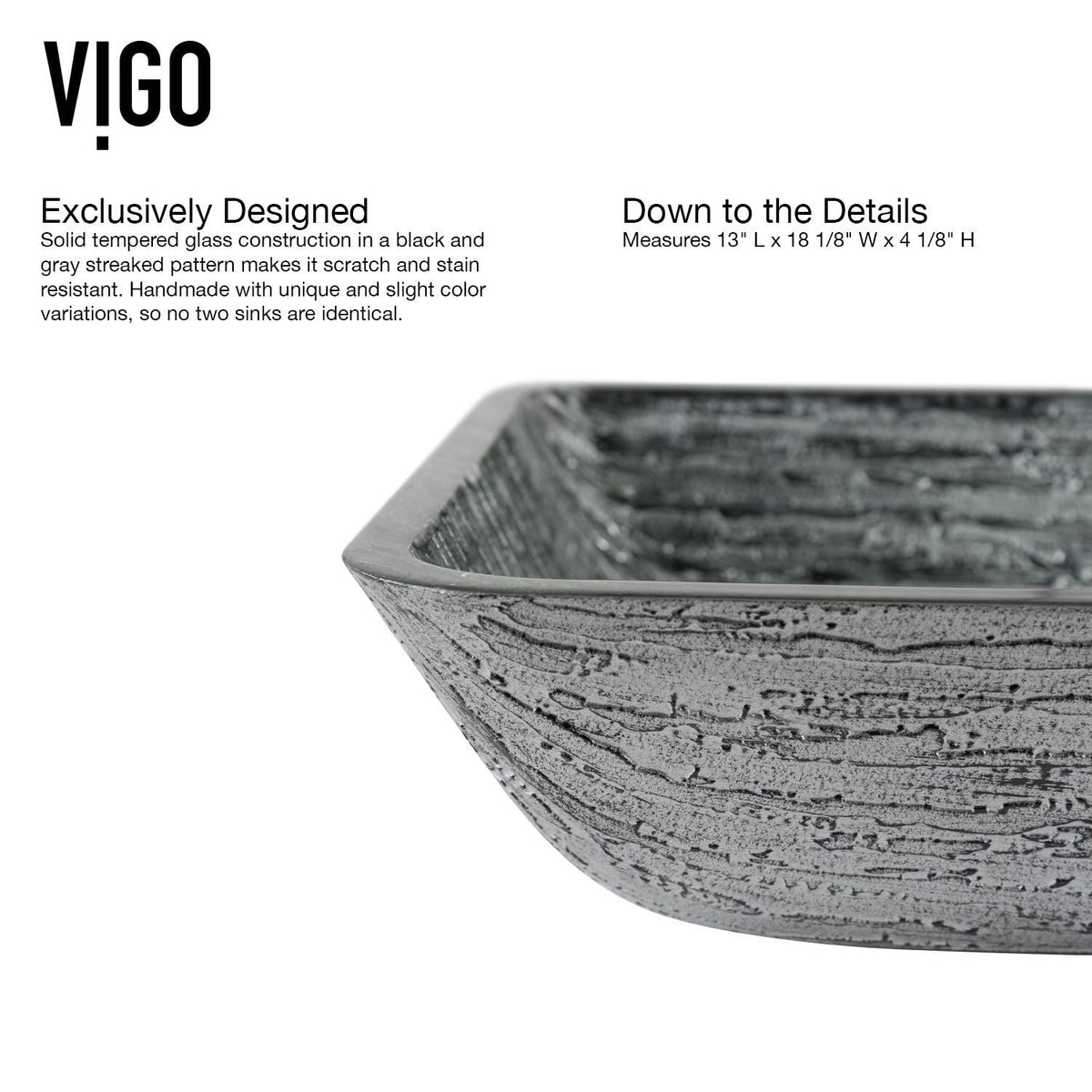 VIGO Titanium Glass Slate Grey Bathroom Sink/Basin Set with Lexington Faucet and Rectangular Vessel
