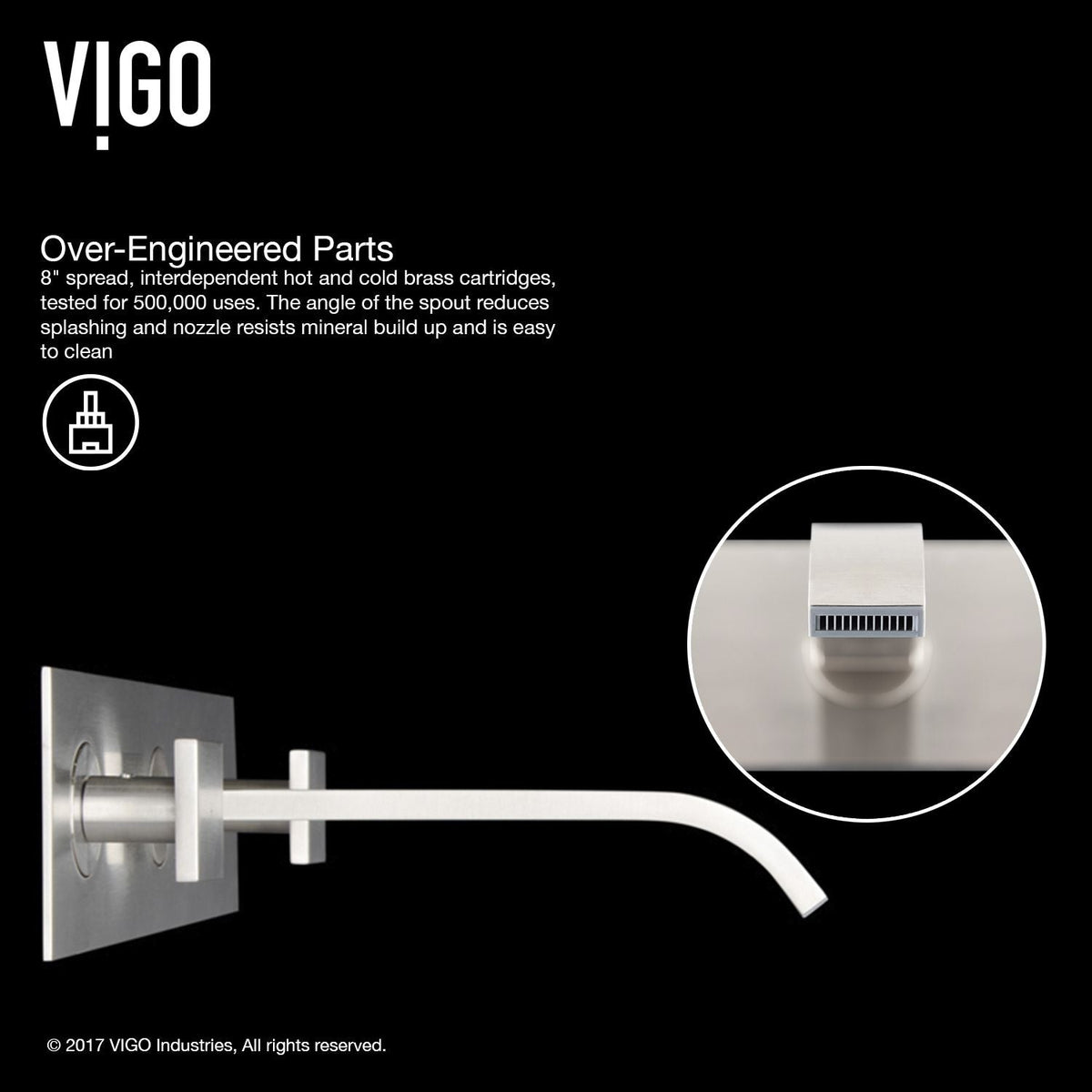 VIGO Titus Wall Mount Dual Handle Bathroom Sink Faucet, Eco-Friendly 1.2 GPM Flow Rate, Brushed Nickel