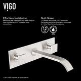 VIGO Titus Wall Mount Dual Handle Bathroom Sink Faucet, Eco-Friendly 1.2 GPM Flow Rate, Brushed Nickel