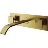 VIGO Titus Wall Mount Dual Handle Bathroom Sink Faucet, Eco-Friendly 1.2 GPM Flow Rate, Matte Brushed Gold