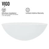 VIGO White Frost White Bathroom Sink/Basin Set with Linus Faucet and Round Glass Vessel