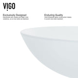 VIGO White Frost White Bathroom Sink/Basin Set with Linus Faucet and Round Glass Vessel