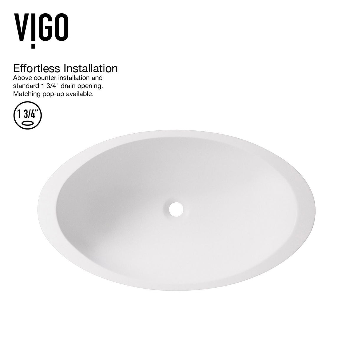 VIGO Wisteria MatteStone White Bathroom Sink/Basin Set with Apollo Faucet and Oval Composite Vessel