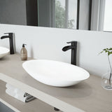VIGO Wisteria MatteStone White Bathroom Sink/Basin Set with Niko Faucet and Oval Composite Vessel
