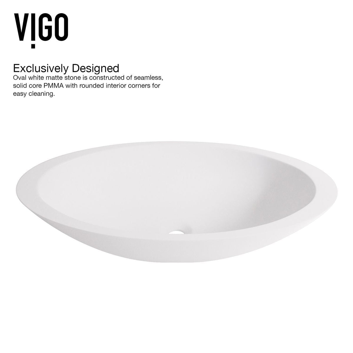 VIGO Wisteria MatteStone White Bathroom Sink/Basin Set with Niko Faucet and Oval Composite Vessel