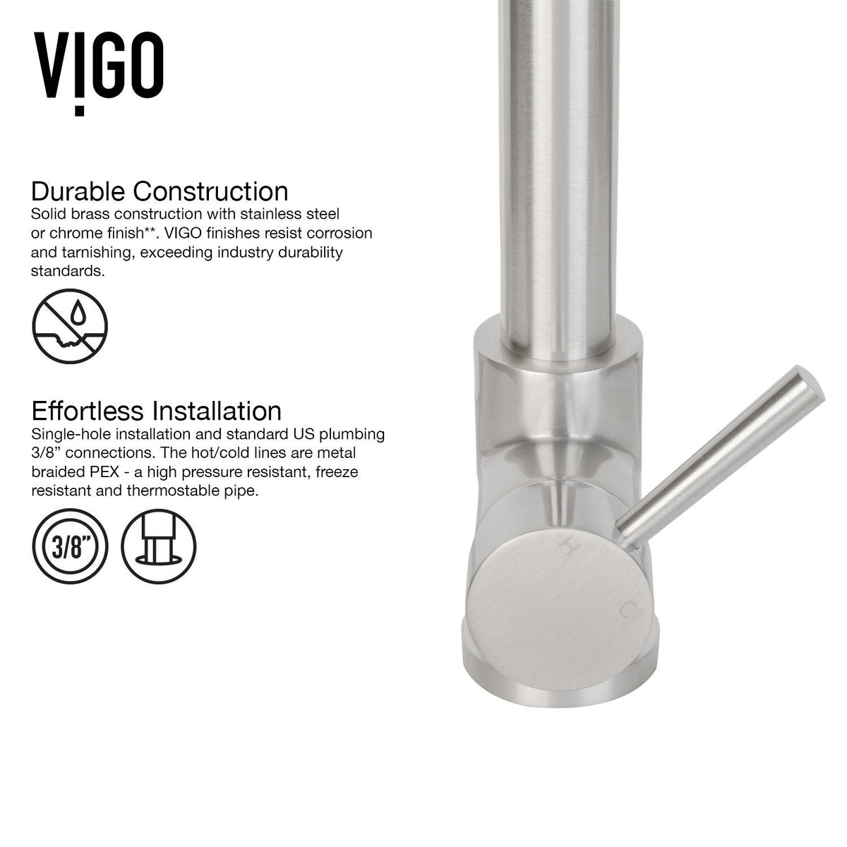 VIGO Zurich Single Handle Pull Down Spray Kitchen Faucet, Stainless Steel