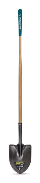 Yardworks Tempered Steel Round Point Long Handle Shovel, 62-In, Hardwood Shaft