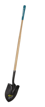 Yardworks Tempered Steel Round Point Long Handle Shovel, 62-In, Hardwood Shaft