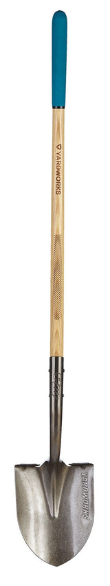 Yardworks Tempered Steel Round Point Long Handle Shovel, 62-In, Hardwood Shaft