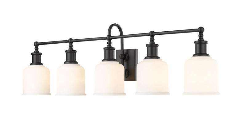 Z-Lite Bryant 5-Light Vanity Light, Black with Opal Shade